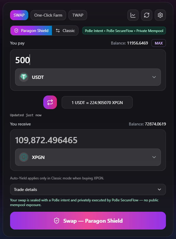 Paragon Shield Swap Interface