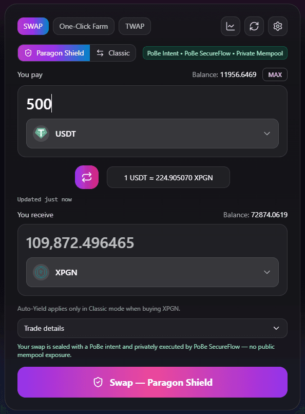Paragon Shield Swap Interface